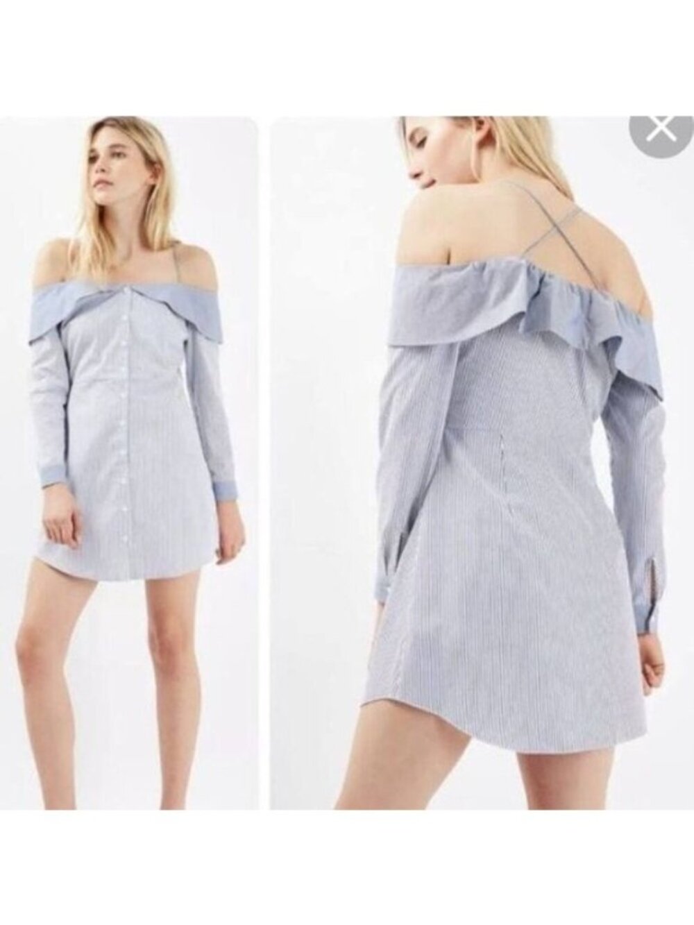 Topshop Bardot Stripe Shirt Dress US 12 NWT